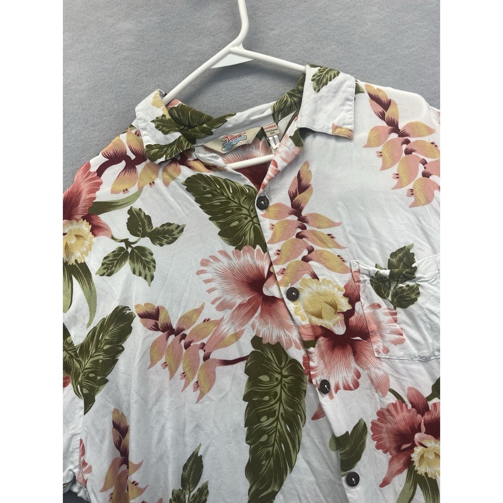 Hawaii Hangover Shirt Mens 2xl Floral Rayon Luau Hawaiian Button Up White Flowy